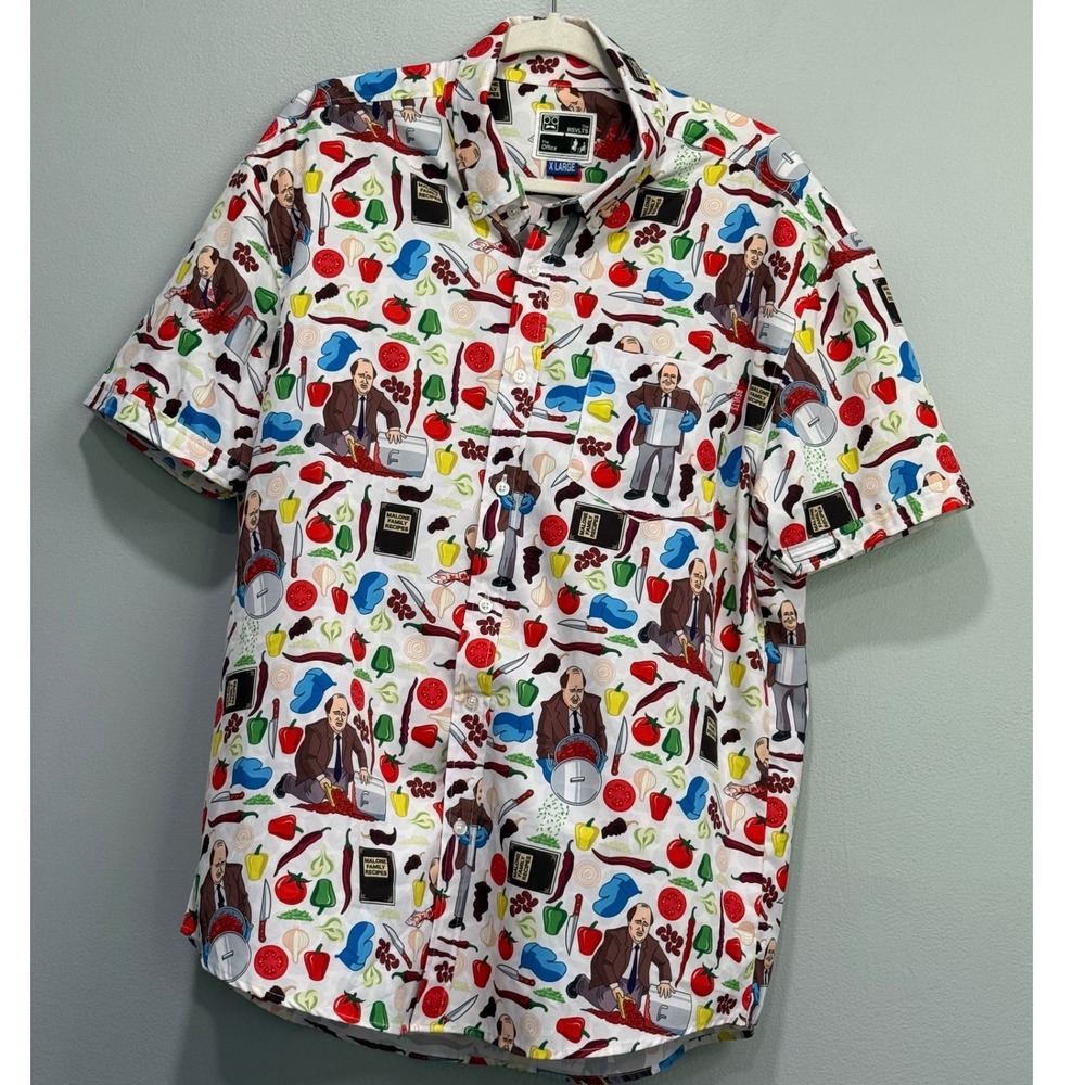 RSVLTS The Office Kevins Famous Chili‎ KUNUFLEX Short Sleeve Shirt Mens XL White
